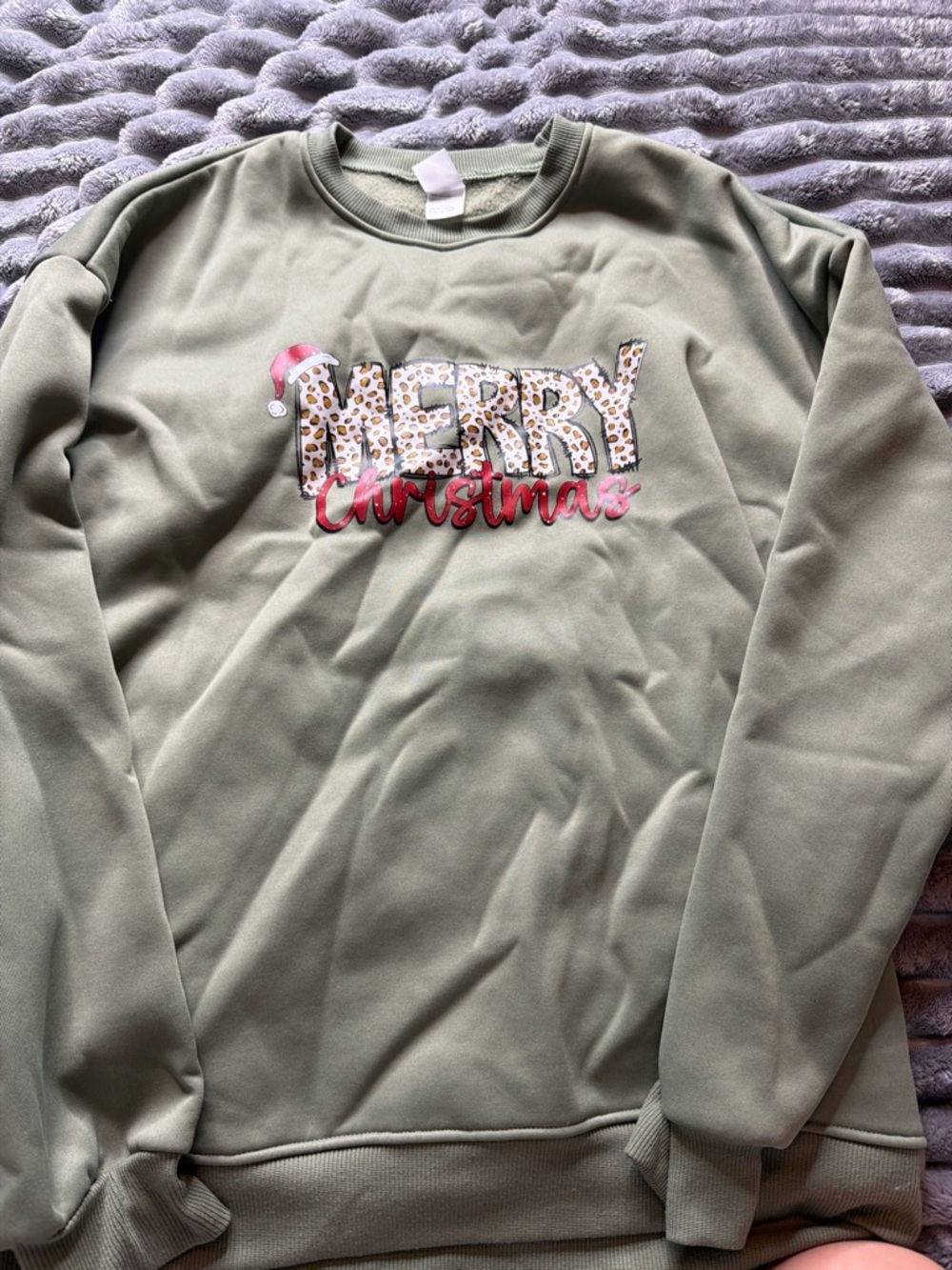 Olive Green "Merry Christmas" Sweatshirt - Women's Holiday Pullover